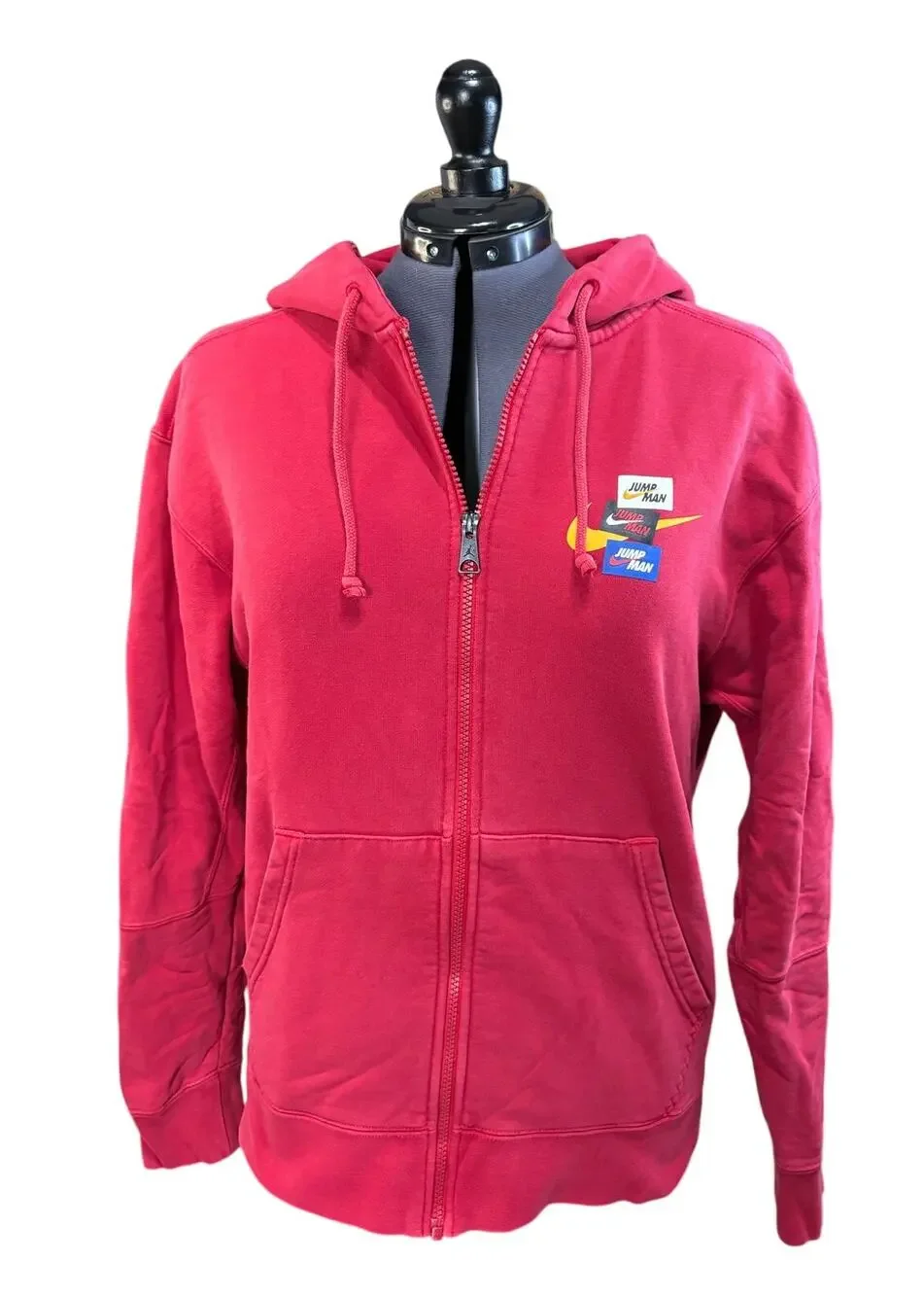 Jordan Full Zip Hoodie Unisex Medium Red Jumpman Nike Graphic Sweatshirt